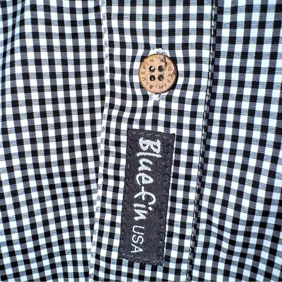 Men’s Bluefin Black/White Gingham Short Sleeve Performance Sport Fishing Shirt S - Picture 4 of 5
